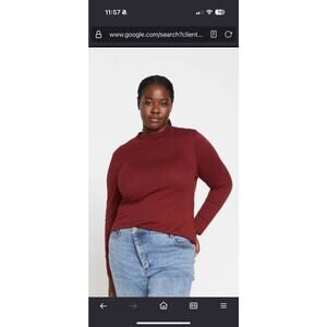 Universal Standard Tori Light-As-Air Mockneck Tee, XXS (6-8), Brick Red, BNWT